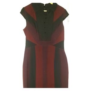 Karen Millen Maroon & Black Classic Dress